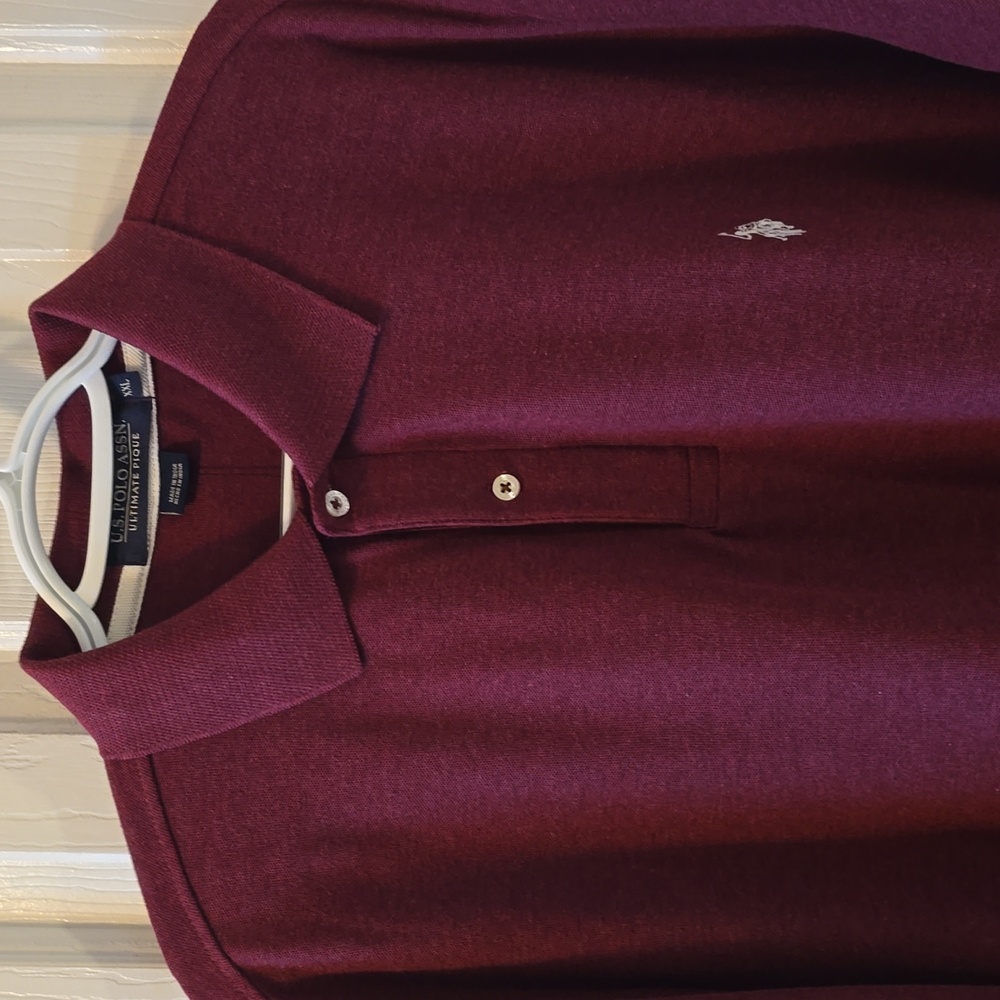 U.S. POLO ASSN. BRAND MEN'S BIG & TALL WINE SHORT SLEEVES POLO SIZE XXL